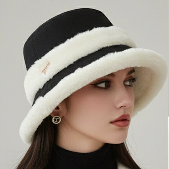 Fuzzy Faux Fur Bucket Hat Black - Picture 5 of 5